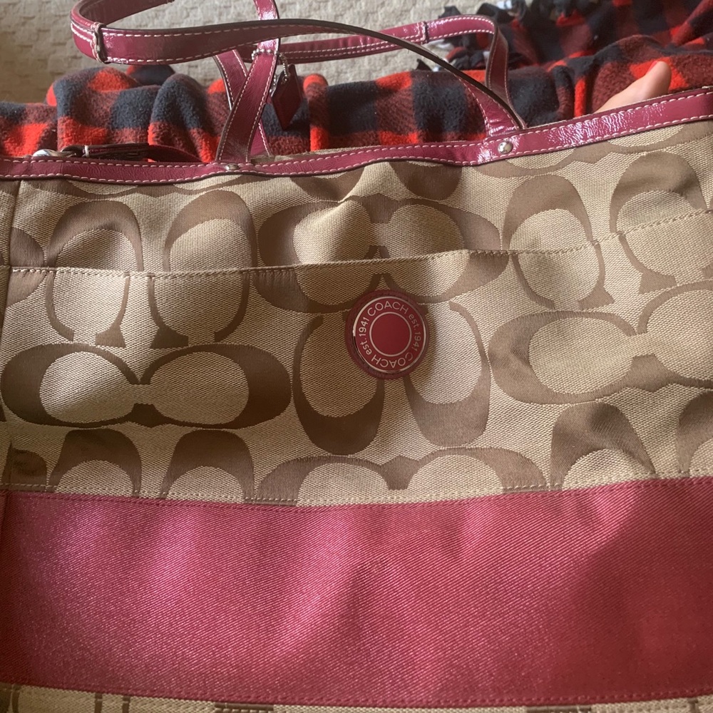 Coach Red & Brown diaper bag